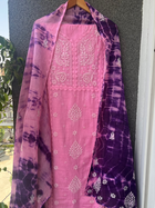 Anupama Pink  Unstitched Chikankari & applique 2 pc Suit Set