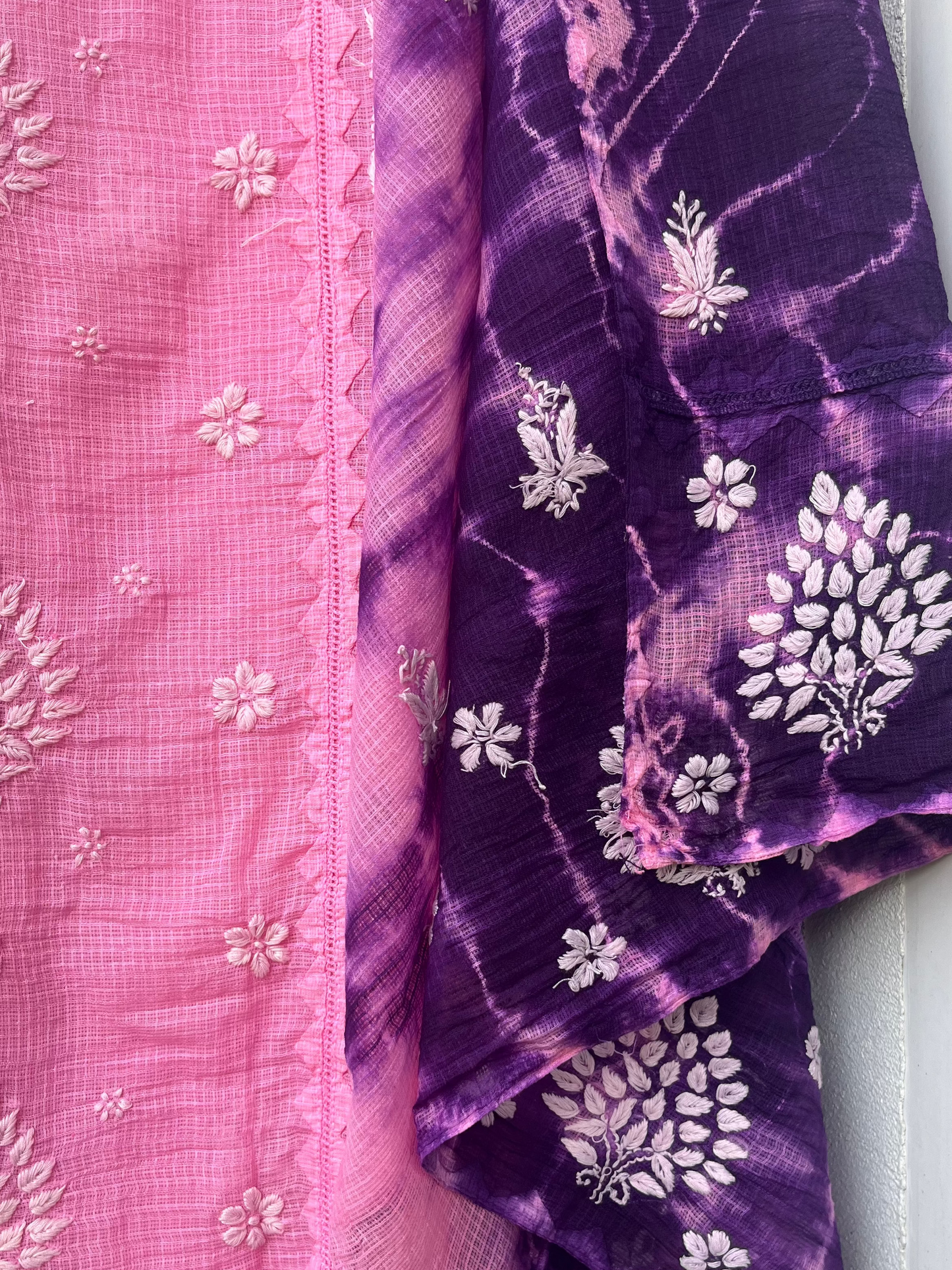 Anupama Pink  Unstitched Chikankari & applique 2 pc Suit Set