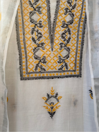 Noor Yellow & black Unstitched Linen Chikankari  2 pc Suit Set