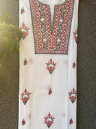 Noor Red & black Unstitched Linen Chikankari  2 pc Suit Set