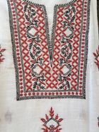 Noor Red & black Unstitched Linen Chikankari  2 pc Suit Set