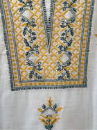 Noor Yellow & teal Unstitched Linen Chikankari  2 pc Suit Set