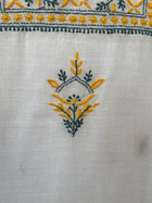 Noor Yellow & teal Unstitched Linen Chikankari  2 pc Suit Set