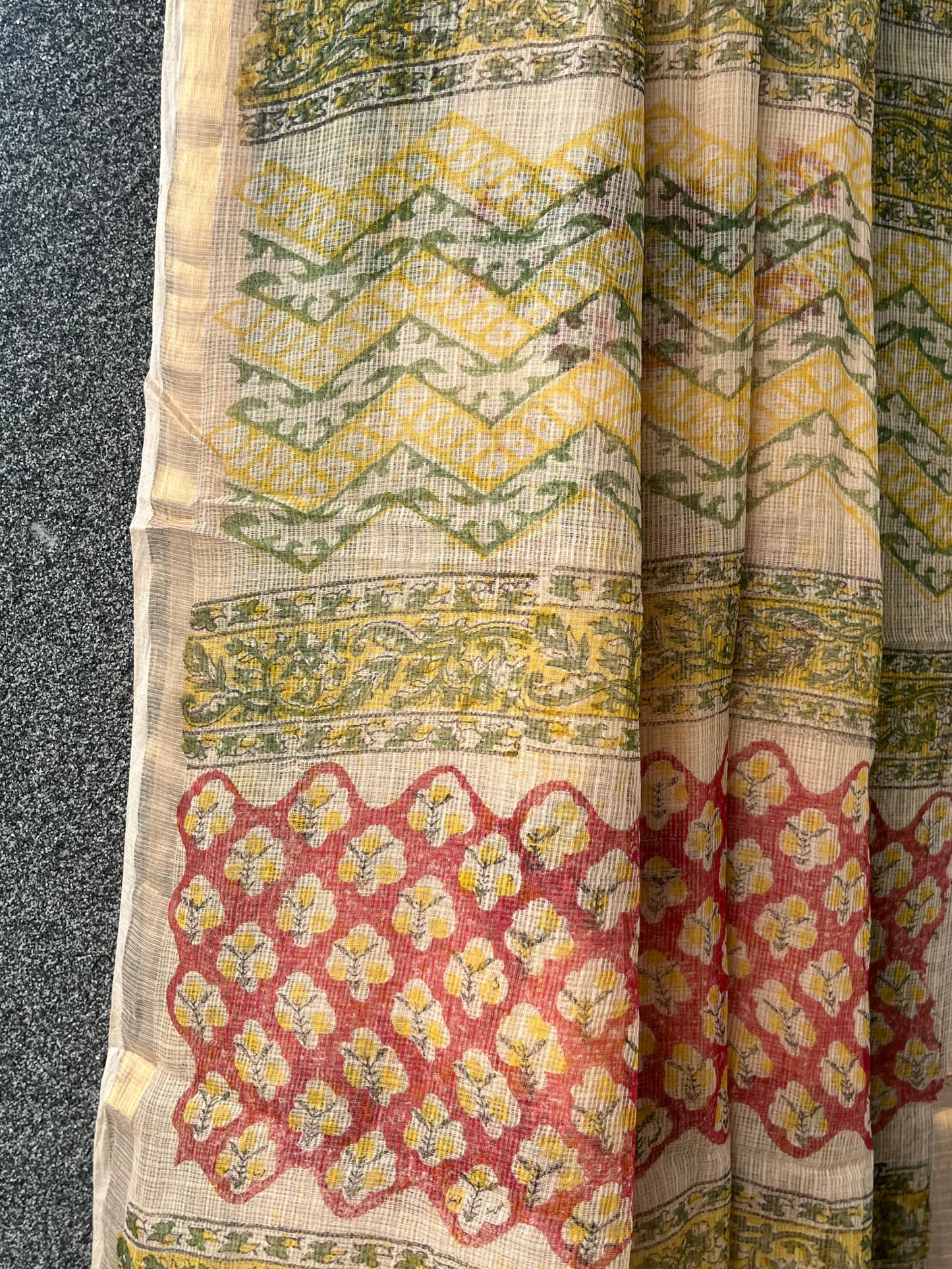 Beige Floral Boota Kota doriya Saree