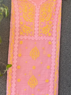 Anupama Pink & Yellow Unstitched Chikankari & Applique  2 pc Suit Set