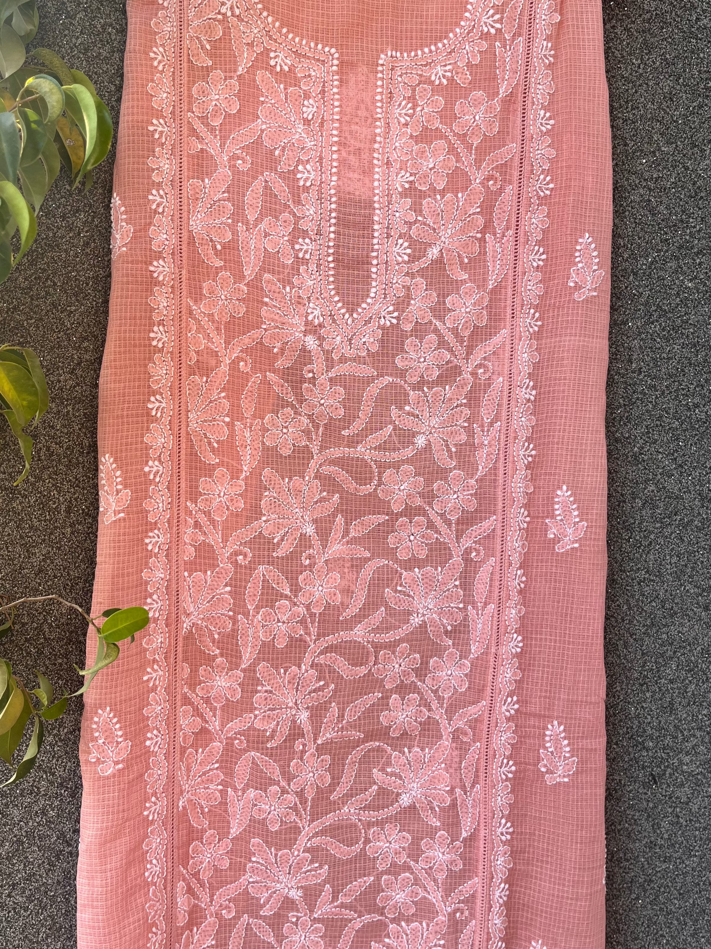 Nitya Peach Semi-stitched Chikankari 2 pc Suit Set