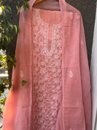 Nitya Peach Semi-stitched Chikankari 2 pc Suit Set