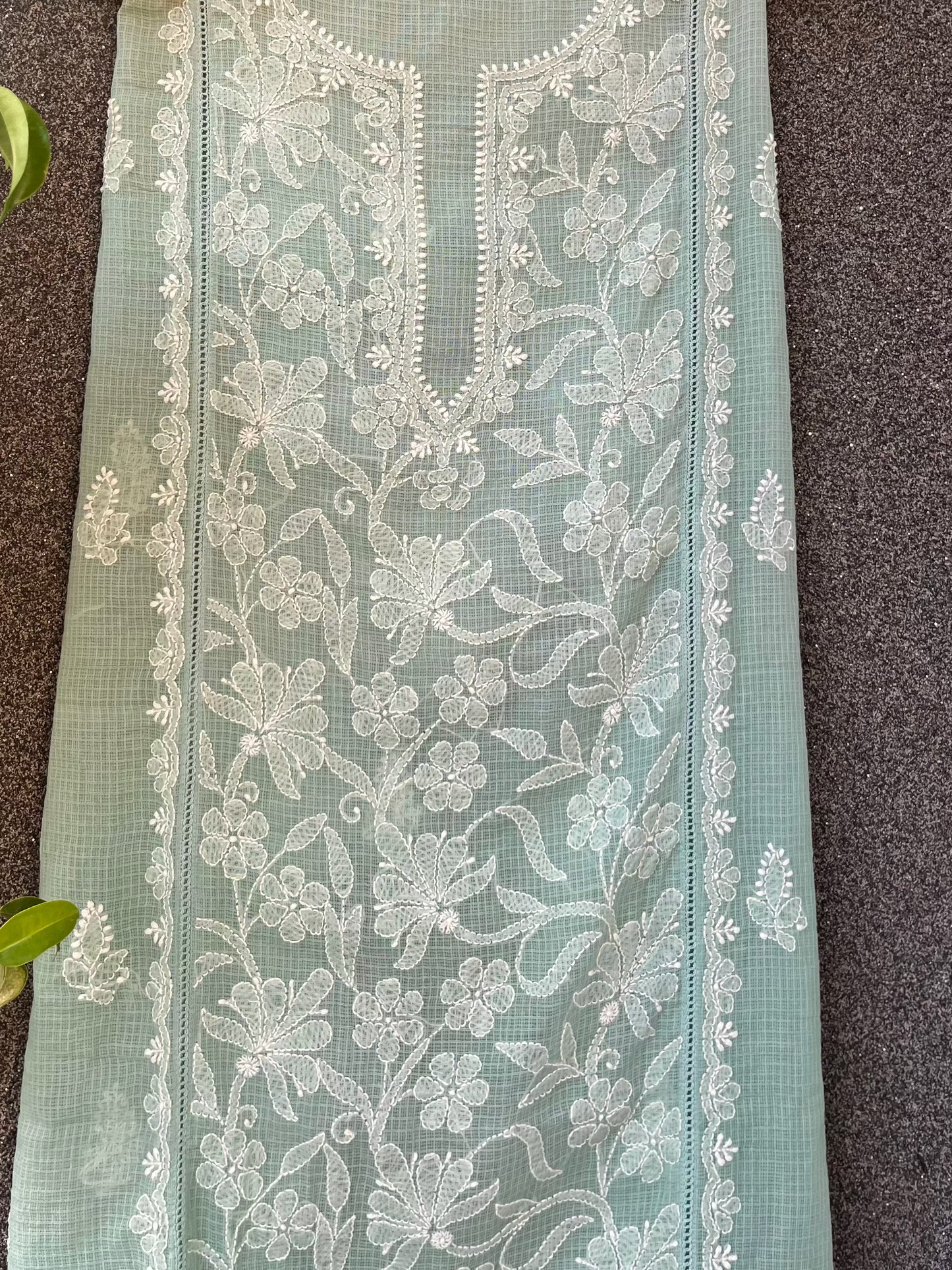 Nitya Sea green Semi-stitched Chikankari 2 pc Suit Set
