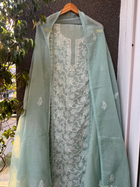 Nitya Sea green Semi-stitched Chikankari 2 pc Suit Set