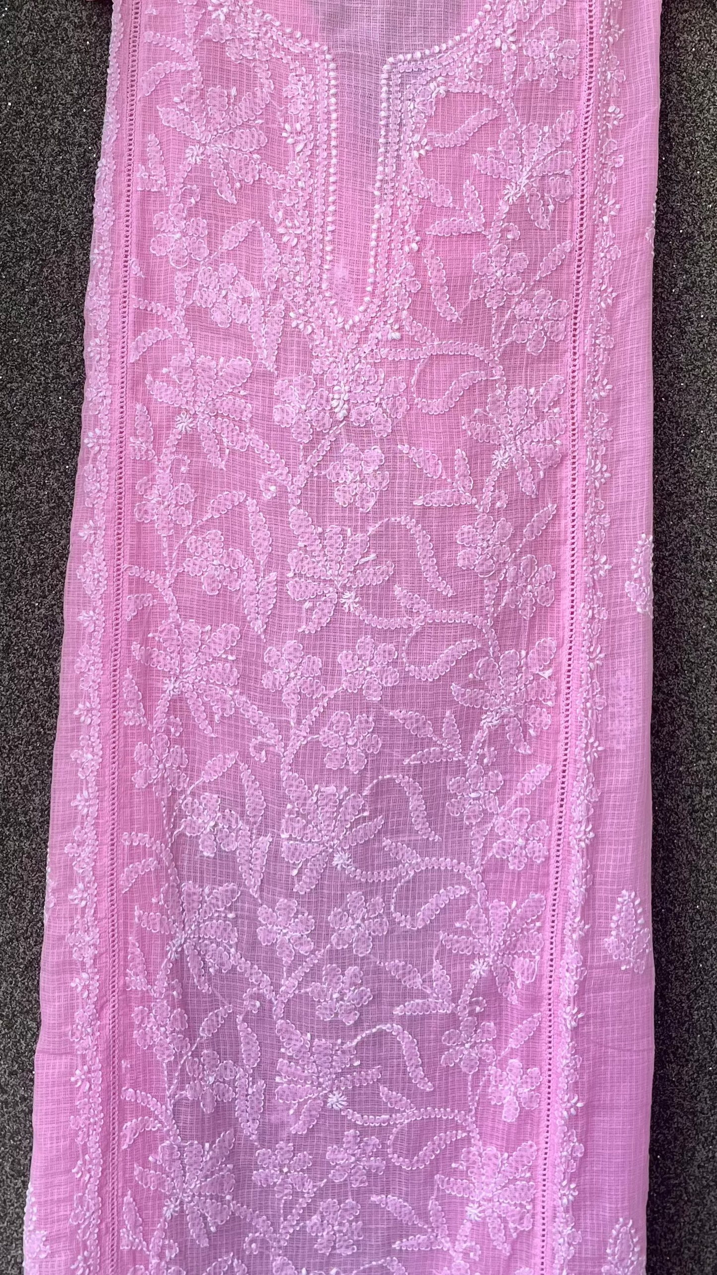 Nitya Pink Semi-stitched Chikankari 2 pc Suit Set