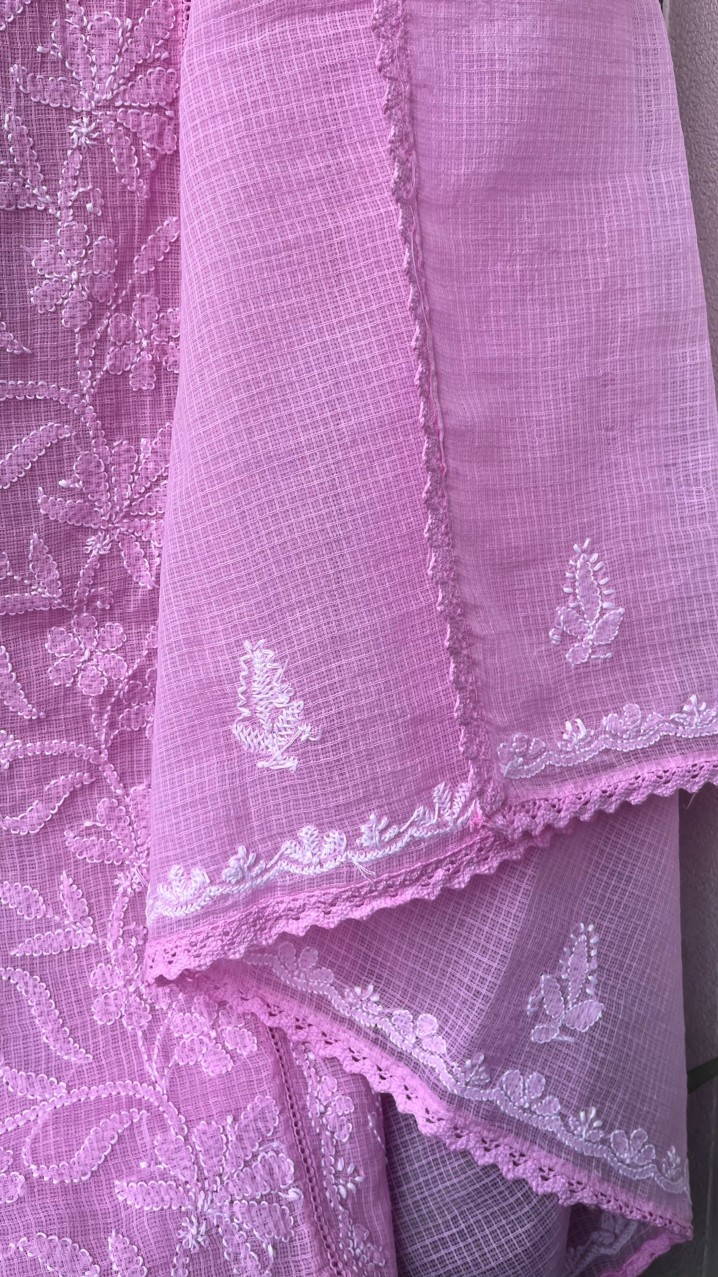 Nitya Pink Semi-stitched Chikankari 2 pc Suit Set