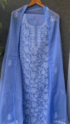 Nitya Powder blue Semi-stitched Chikankari 2 pc Suit Set