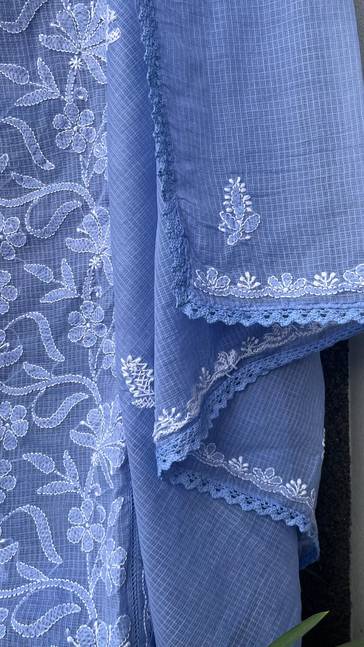 Nitya Powder blue Semi-stitched Chikankari 2 pc Suit Set