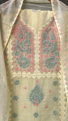 Anupama Lemon yellow Unstitched Chikankari & Applique 2 pc Suit Set