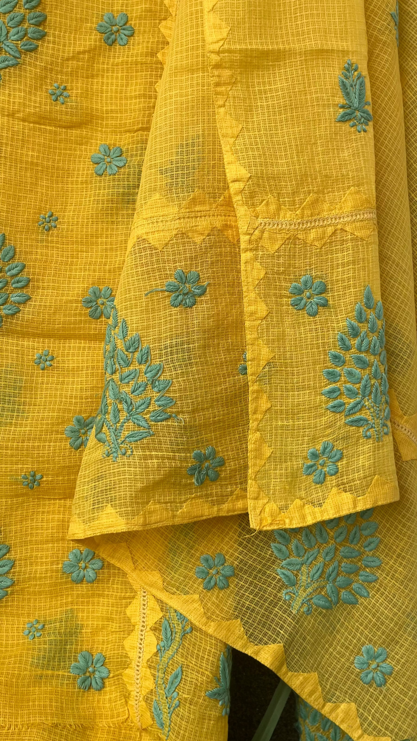 Anupama Yellow Unstitched Chikankari & Applique 2 pc Suit Set
