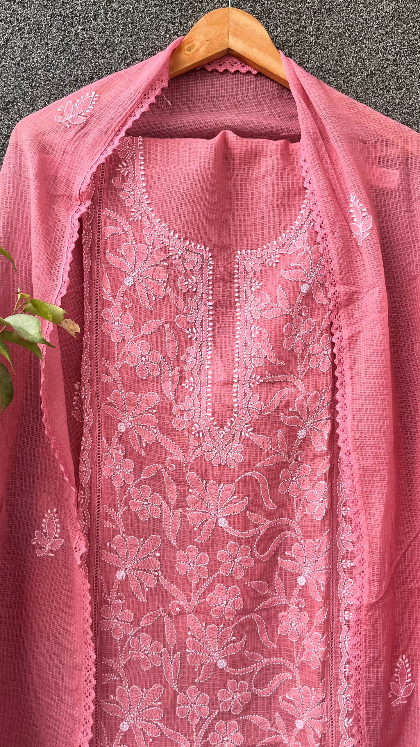 Nitya Dark Mauve Semi-stitched Chikankari 2 pc Suit Set