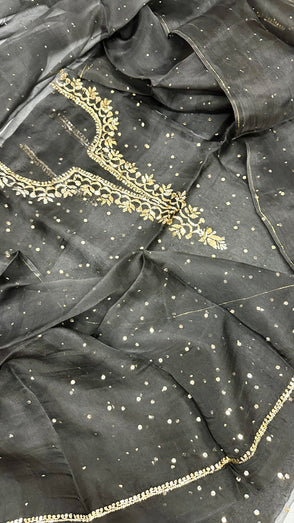Organza Silk Unstitched Kamdani Festive Suit Set
