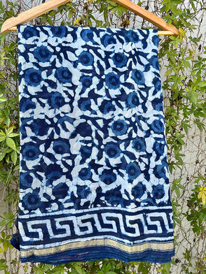 Indigo Chanderi Saree