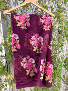 Wine Floral Printed Saree