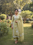 Anupama Lime Unstitched Chikankari & Applique 2 pc Suit Set
